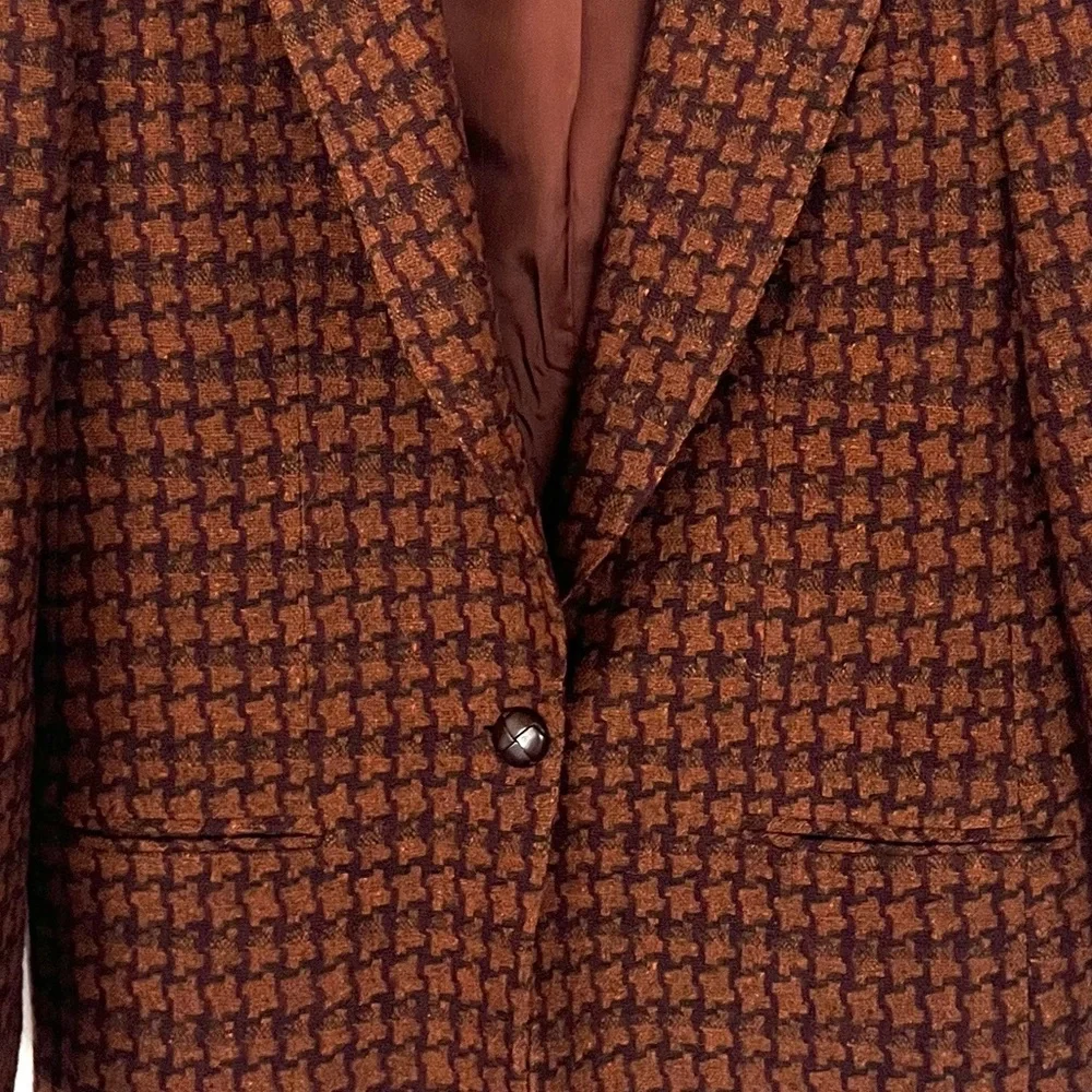 Giorgio Sant'Angelo Women's Brown Houndstooth Blazer - Picture 4 of 11